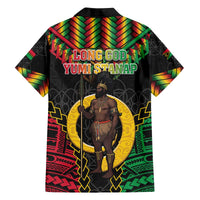 Vanuatu 45th Anniversary Independence Day Family Matching Off The Shoulder Long Sleeve Dress and Hawaiian Shirt Melanesian Warrior With Sand Drawing Pattern LT05