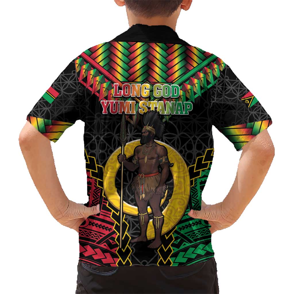 Vanuatu 45th Anniversary Independence Day Hawaiian Shirt Melanesian Warrior With Sand Drawing Pattern LT05