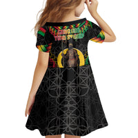 Vanuatu 46th Anniversary Independence Day Kid Short Sleeve Dress Melanesian Warrior With Sand Drawing Pattern LT05 - Polynesian Pride