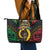 Vanuatu 45th Anniversary Independence Day Leather Tote Bag Melanesian Warrior With Sand Drawing Pattern LT05