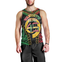 Vanuatu 45th Anniversary Independence Day Men Tank Top Melanesian Warrior With Sand Drawing Pattern LT05