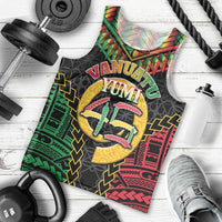 Vanuatu 45th Anniversary Independence Day Men Tank Top Melanesian Warrior With Sand Drawing Pattern LT05