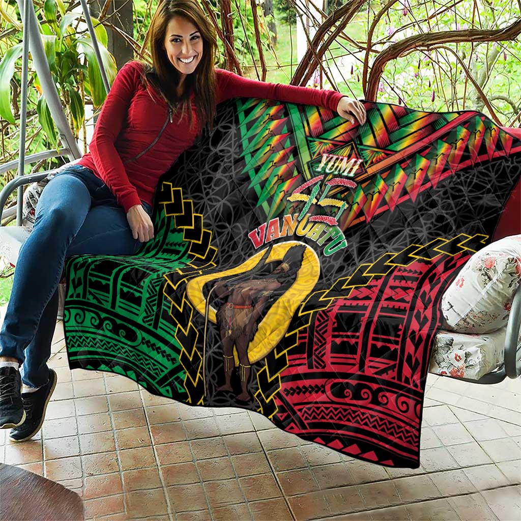 Vanuatu 45th Anniversary Independence Day Quilt Melanesian Warrior With Sand Drawing Pattern LT05