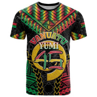 Vanuatu 45th Anniversary Independence Day T Shirt Melanesian Warrior With Sand Drawing Pattern LT05