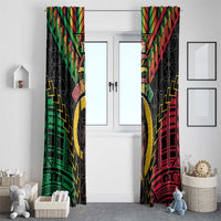 Vanuatu 45th Anniversary Independence Day Window Curtain Melanesian Warrior With Sand Drawing Pattern LT05
