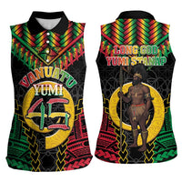 Vanuatu 45th Anniversary Independence Day Women Sleeveless Polo Shirt Melanesian Warrior With Sand Drawing Pattern LT05