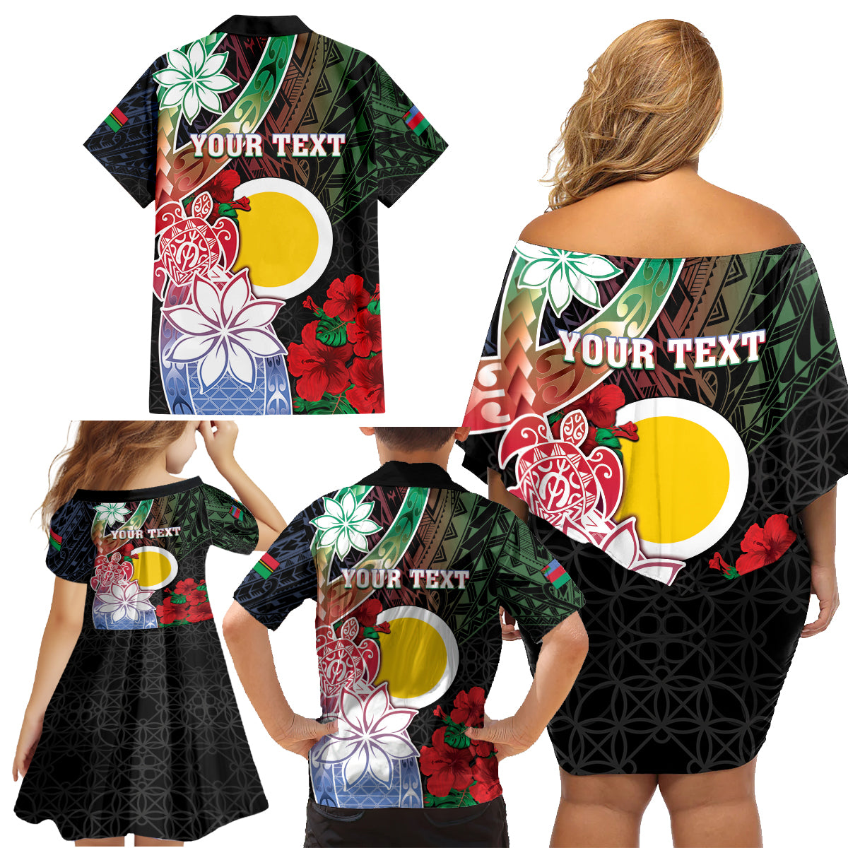 Personalised Vanuatu Shefa Day Family Matching Off Shoulder Short Dress and Hawaiian Shirt Floral Pattern LT05 - Polynesian Pride
