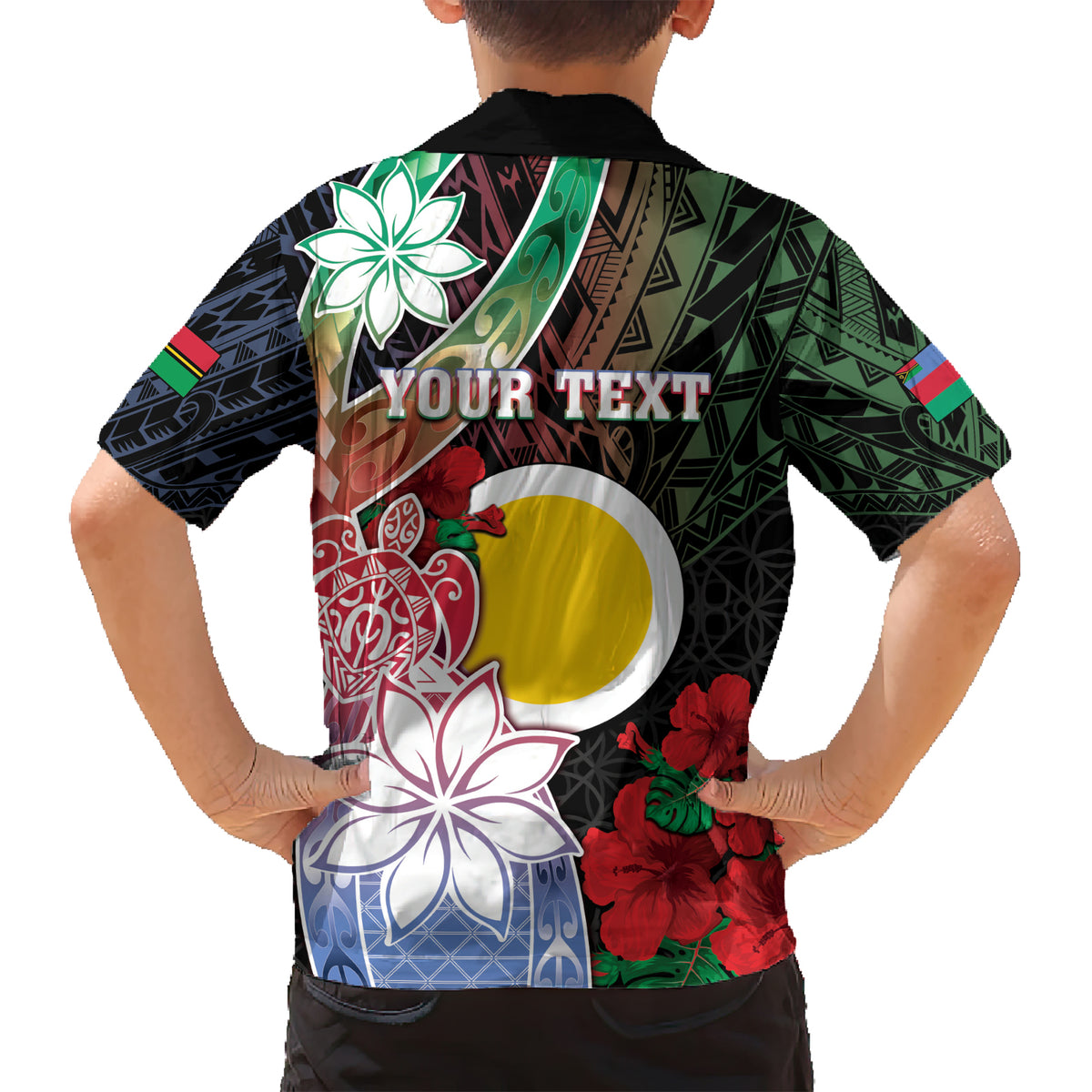 Personalised Vanuatu Shefa Day Family Matching Short Sleeve Bodycon Dress and Hawaiian Shirt Floral Pattern