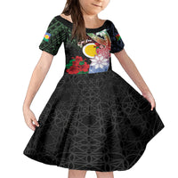 Personalised Vanuatu Shefa Day Family Matching Tank Maxi Dress and Hawaiian Shirt Floral Pattern LT05 Daughter's Dress Black - Polynesian Pride