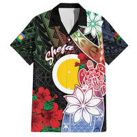 Personalised Vanuatu Shefa Day Family Matching Tank Maxi Dress and Hawaiian Shirt Floral Pattern LT05 Dad's Shirt - Short Sleeve Black - Polynesian Pride