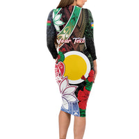Personalised Vanuatu Shefa Day Long Sleeve Bodycon Dress Floral Pattern