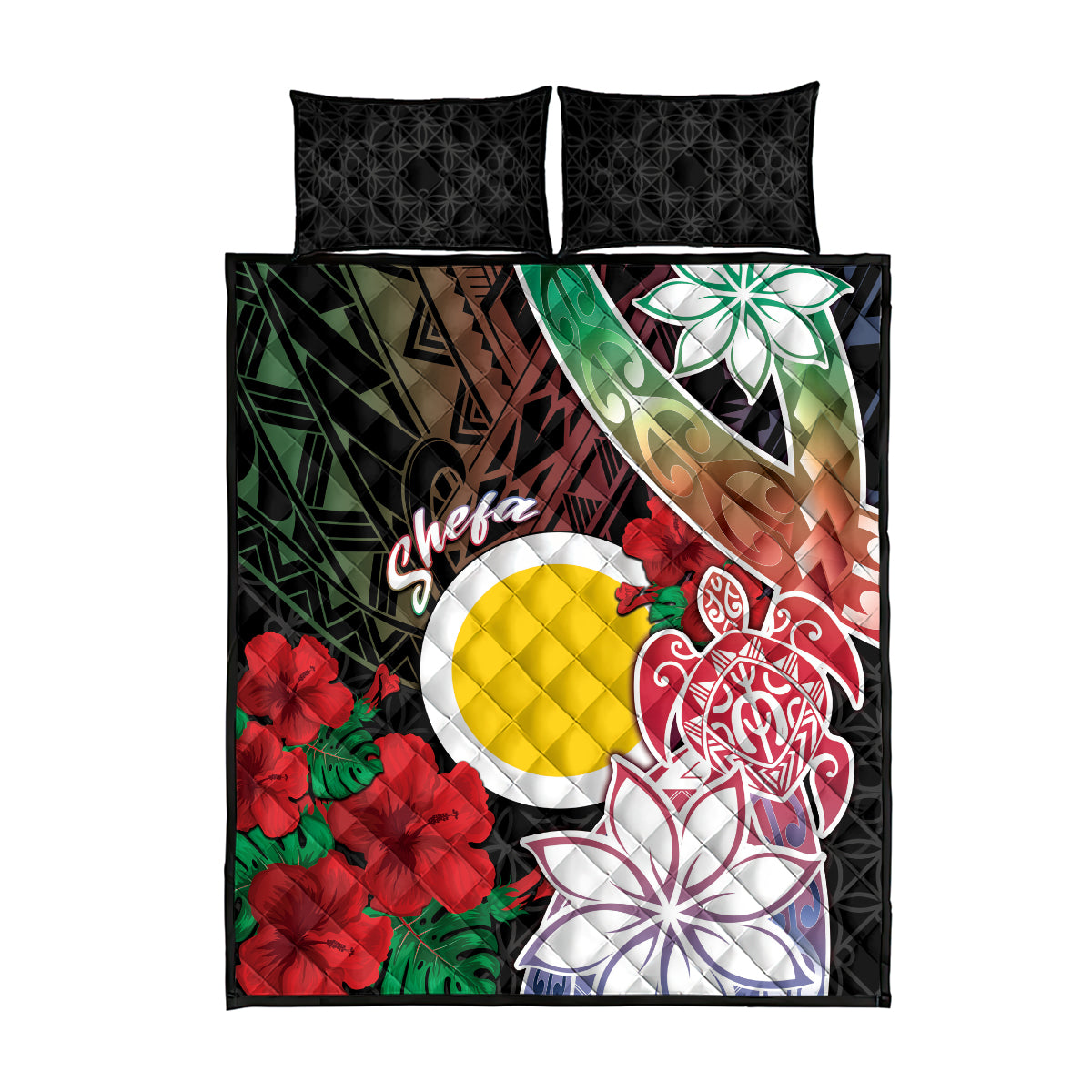 Vanuatu Shefa Day Quilt Bed Set Floral Pattern