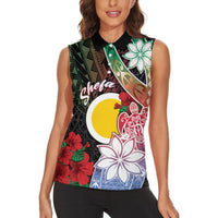 Personalised Vanuatu Shefa Day Women Sleeveless Polo Shirt Floral Pattern
