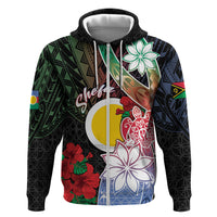 Personalised Vanuatu Shefa Day Zip Hoodie Floral Pattern