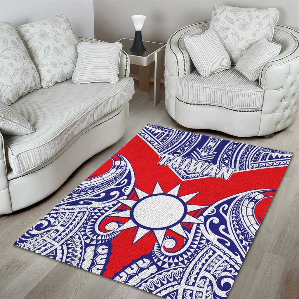 Taiwan Area Rug Austronesian Tribal Tattoo Red - Polynesian Pride