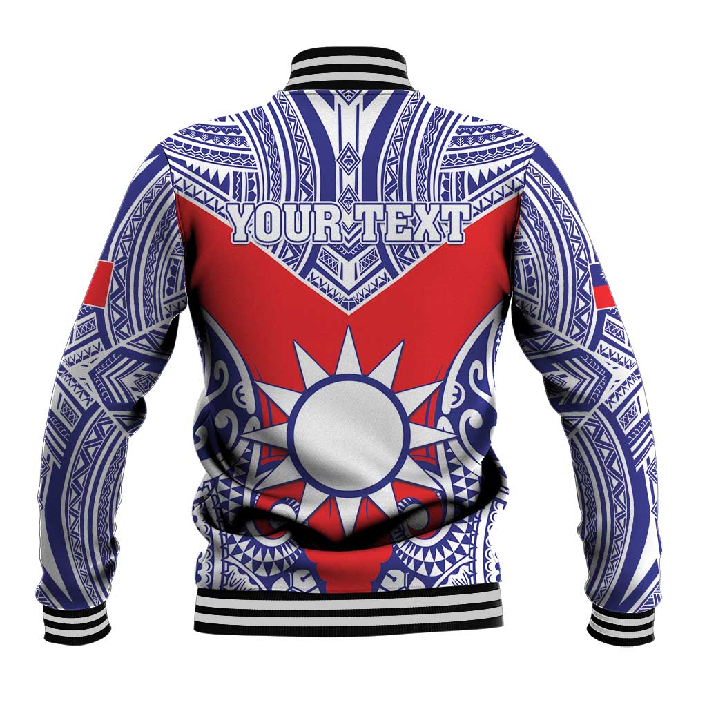 Personalised Taiwan Baseball Jacket Austronesian Tribal Tattoo Red - Polynesian Pride