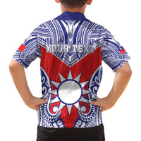 Personalised Taiwan Family Matching Puletasi and Hawaiian Shirt Austronesian Tribal Tattoo Red - Polynesian Pride
