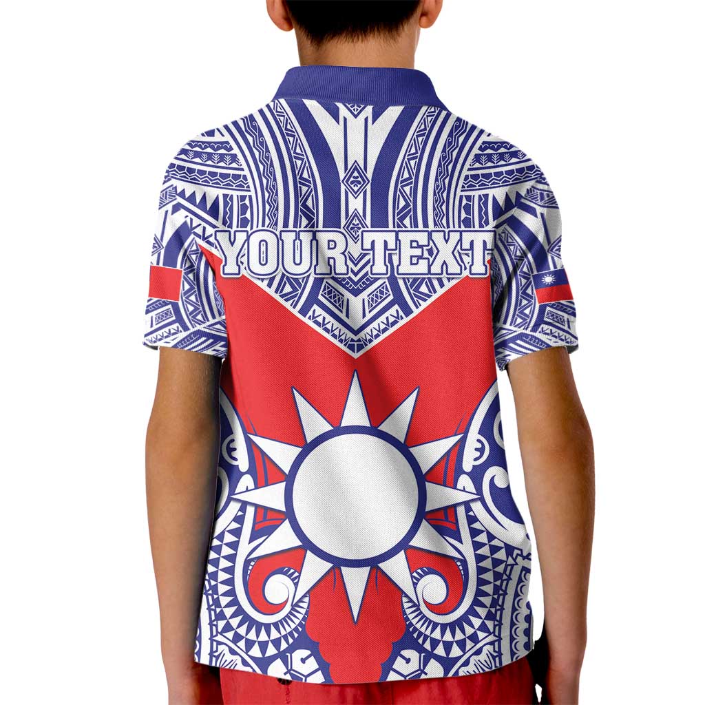 Personalised Taiwan Kid Polo Shirt Austronesian Tribal Tattoo Red - Polynesian Pride