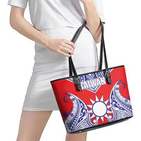 Taiwan Leather Tote Bag Austronesian Tribal Tattoo Red - Polynesian Pride