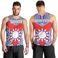 Personalised Taiwan Men Tank Top Austronesian Tribal Tattoo Red - Polynesian Pride