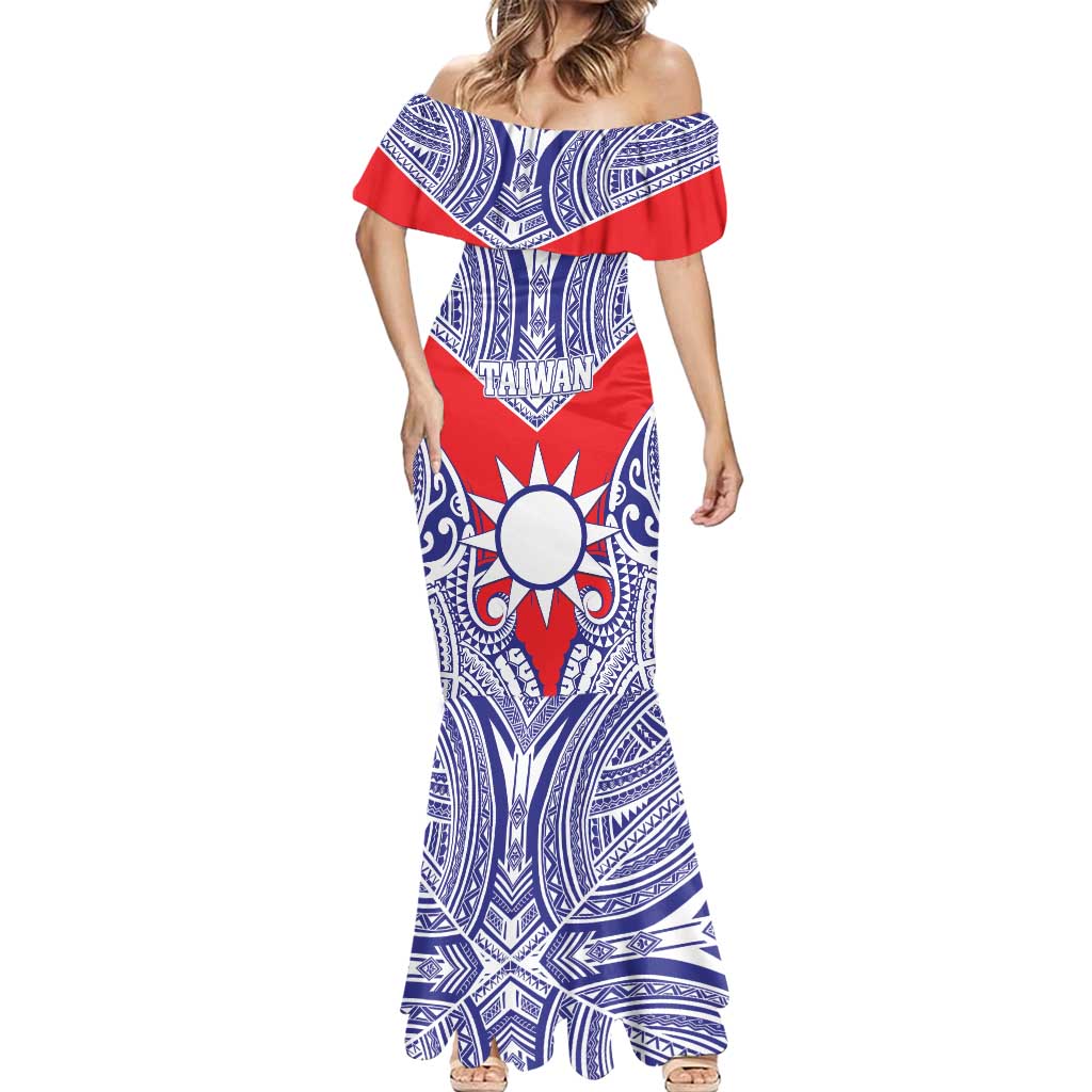 Personalised Taiwan Mermaid Dress Austronesian Tribal Tattoo Red - Polynesian Pride