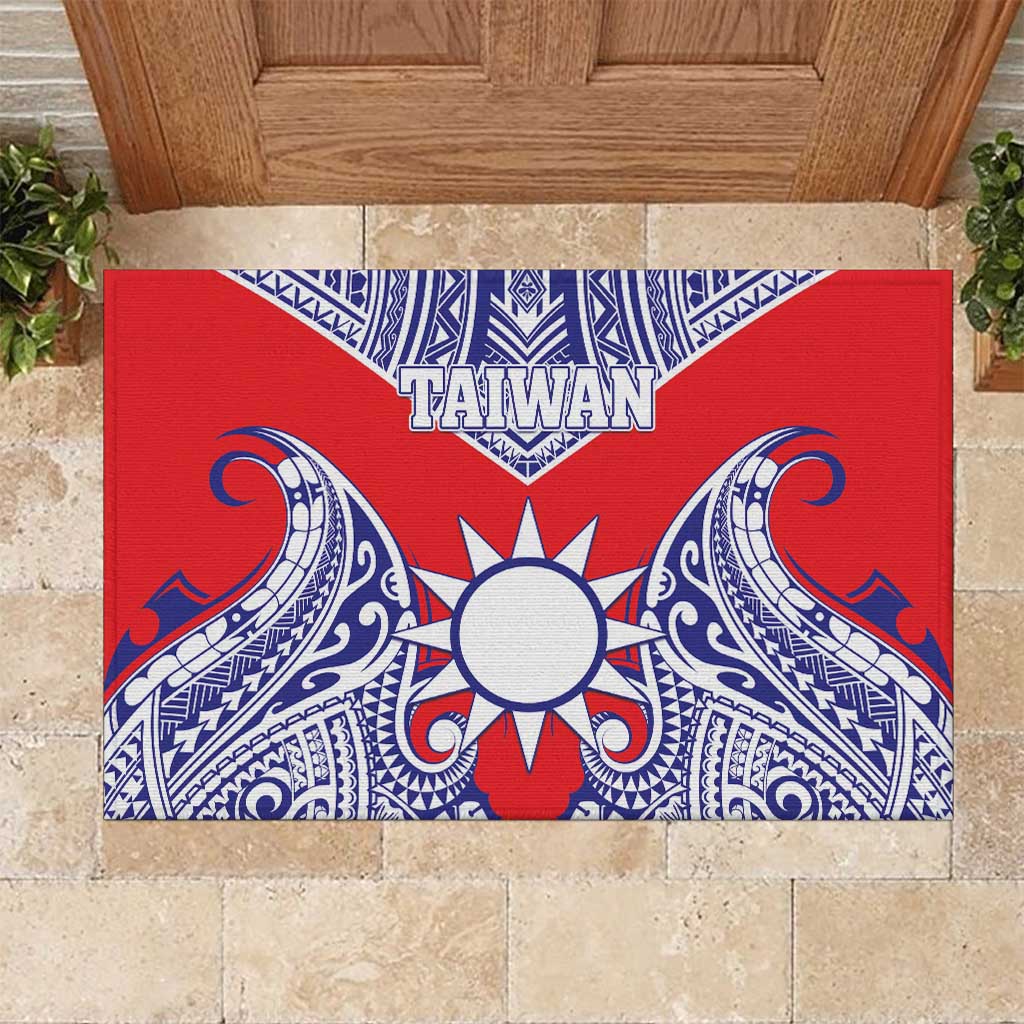 Taiwan Rubber Doormat Austronesian Tribal Tattoo Red - Polynesian Pride