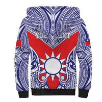 Personalised Taiwan Sherpa Hoodie Austronesian Tribal Tattoo Red - Polynesian Pride