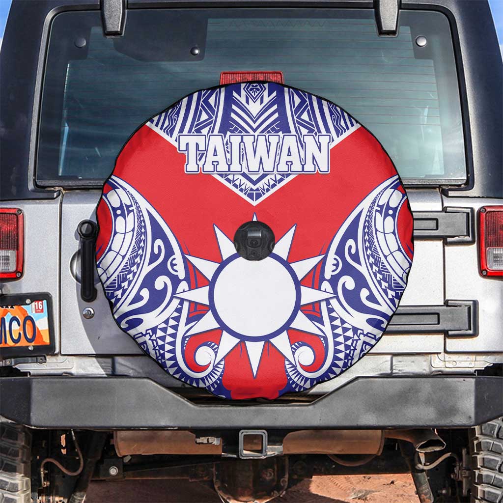 Taiwan Spare Tire Cover Austronesian Tribal Tattoo Red - Polynesian Pride