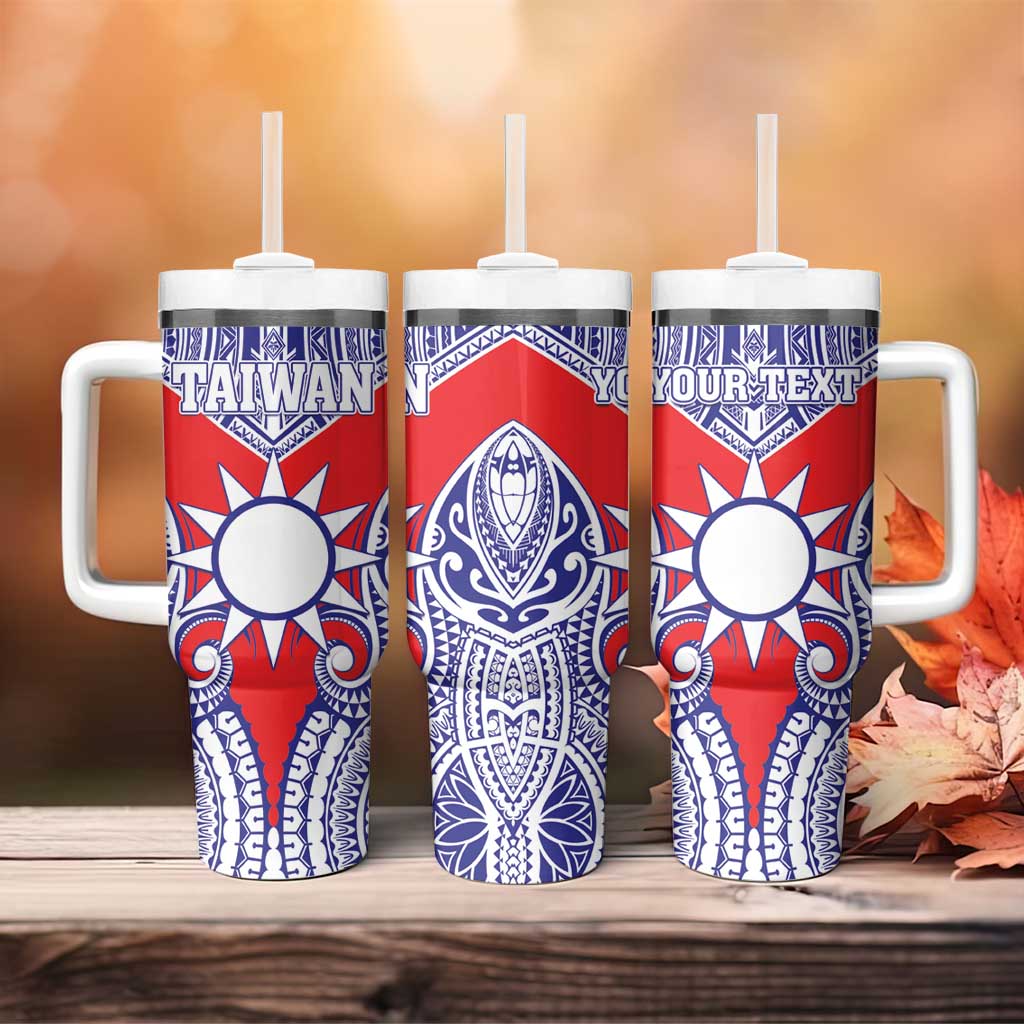 Personalised Taiwan Tumbler With Handle Austronesian Tribal Tattoo Red - Polynesian Pride
