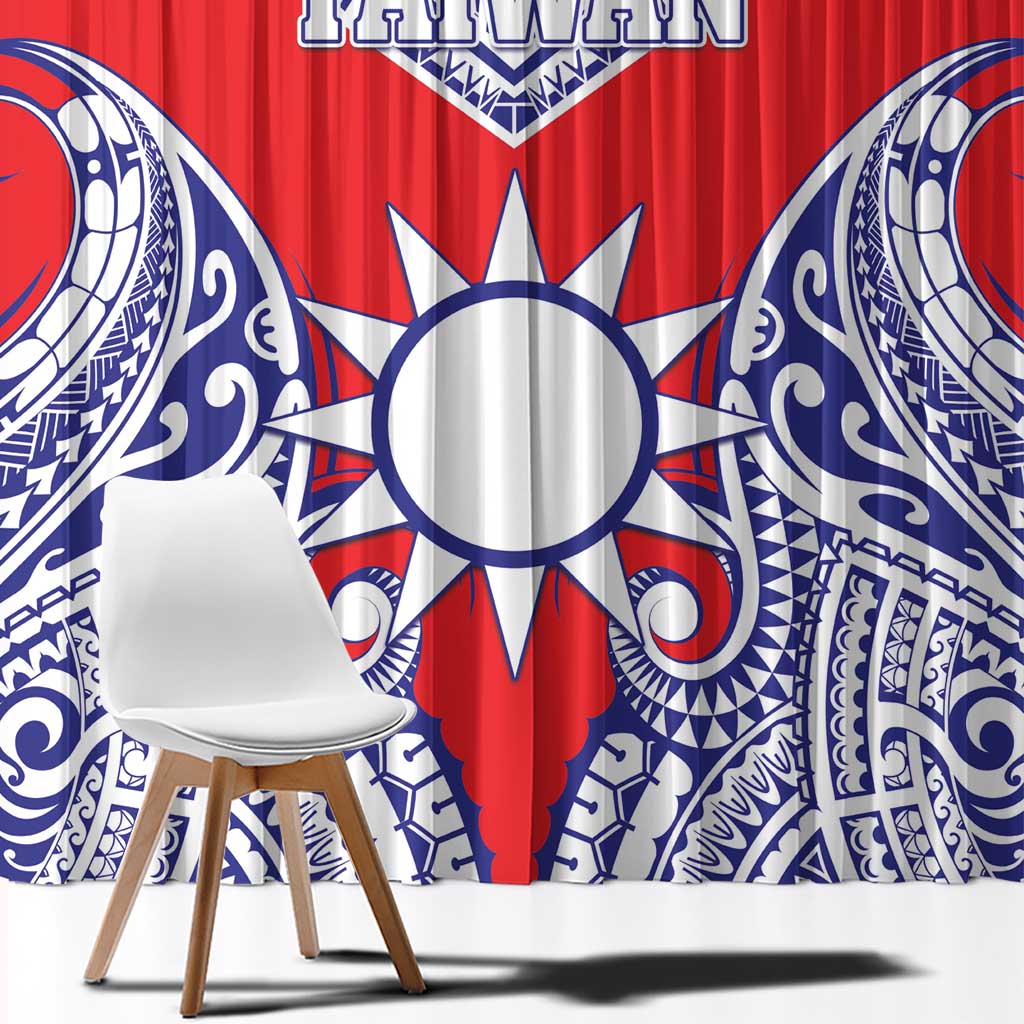 Taiwan Window Curtain Austronesian Tribal Tattoo Red - Polynesian Pride