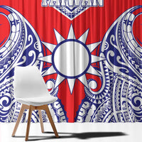 Taiwan Window Curtain Austronesian Tribal Tattoo Red - Polynesian Pride