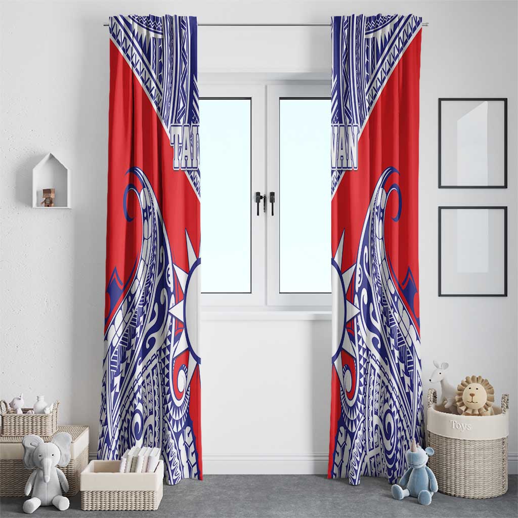 Taiwan Window Curtain Austronesian Tribal Tattoo Red - Polynesian Pride