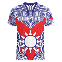 Personalised Taiwan Women V-Neck T-Shirt Austronesian Tribal Tattoo Red - Polynesian Pride