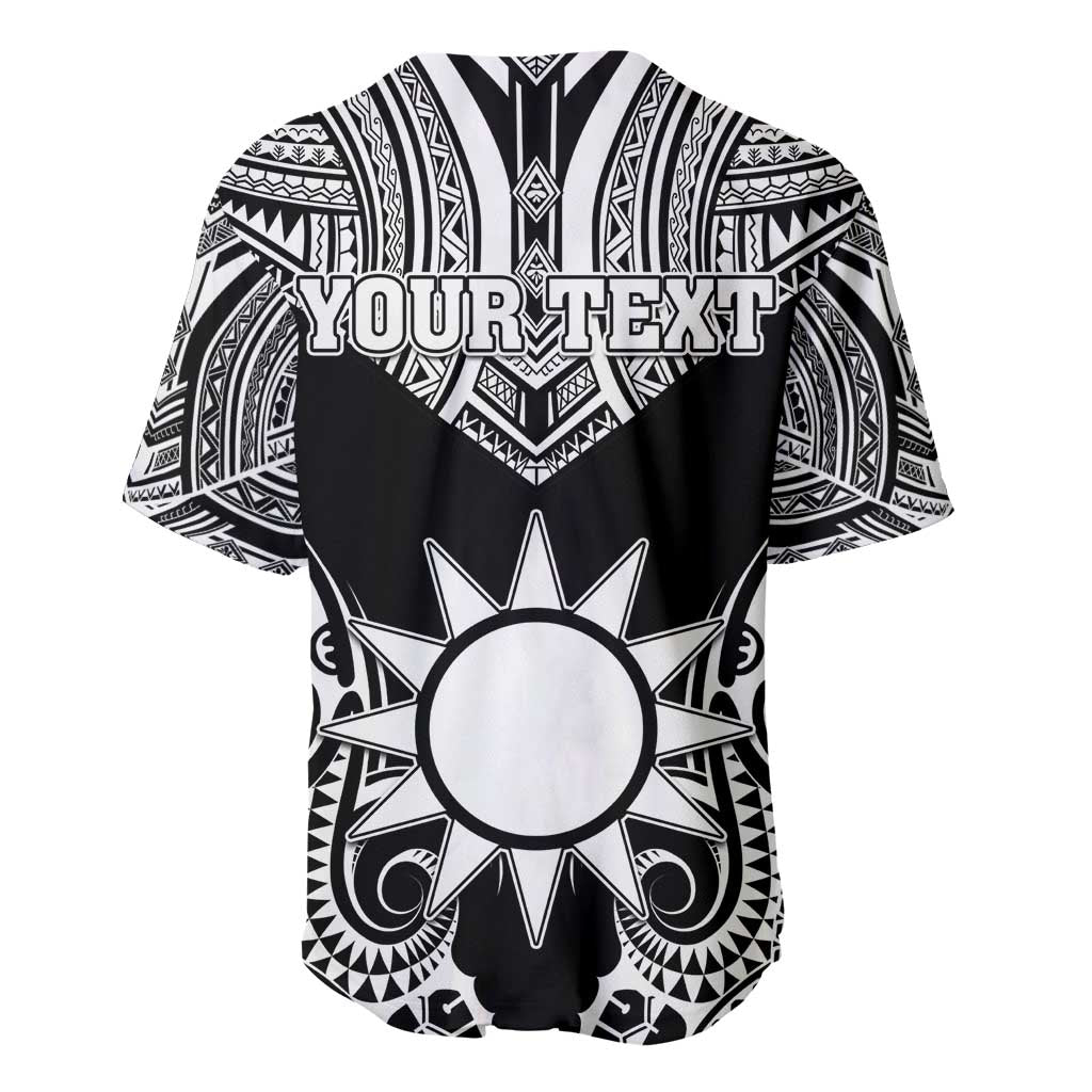 Personalised Taiwan Baseball Jersey Austronesian Tribal Tattoo Black - Polynesian Pride