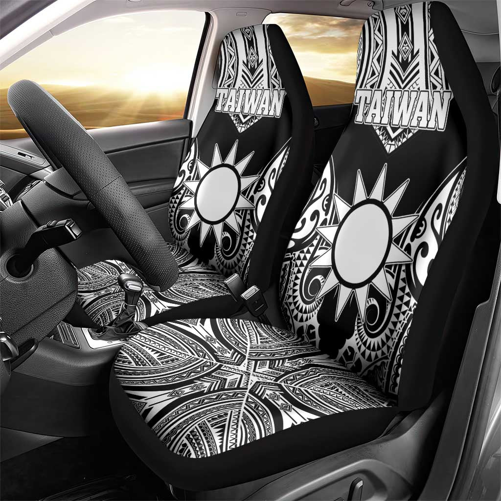 Taiwan Car Seat Cover Austronesian Tribal Tattoo Black - Polynesian Pride