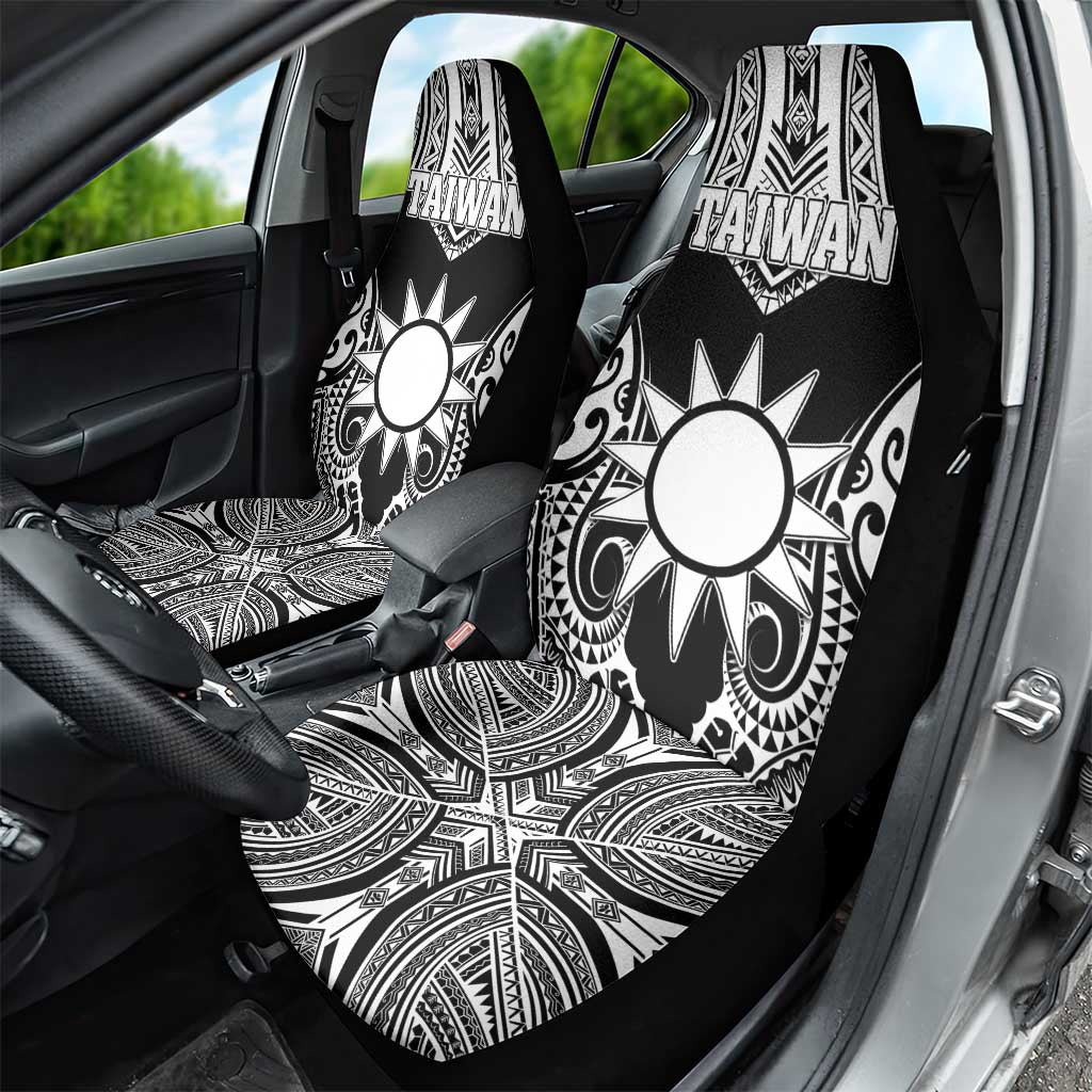 Taiwan Car Seat Cover Austronesian Tribal Tattoo Black - Polynesian Pride