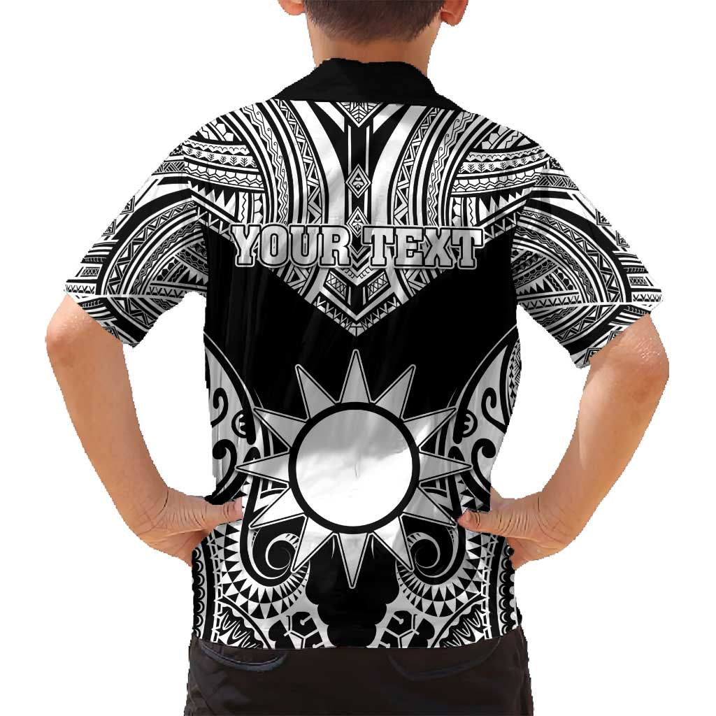 Personalised Taiwan Family Matching Long Sleeve Bodycon Dress and Hawaiian Shirt Austronesian Tribal Tattoo Black - Polynesian Pride