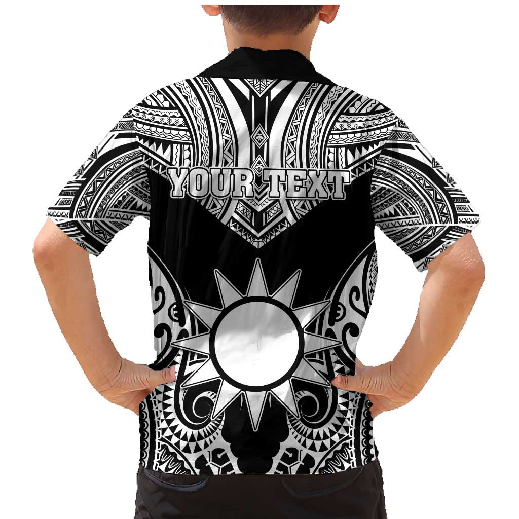 Personalised Taiwan Family Matching Mermaid Dress and Hawaiian Shirt Austronesian Tribal Tattoo Black - Polynesian Pride