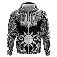 Personalised Taiwan Hoodie Austronesian Tribal Tattoo Black - Polynesian Pride