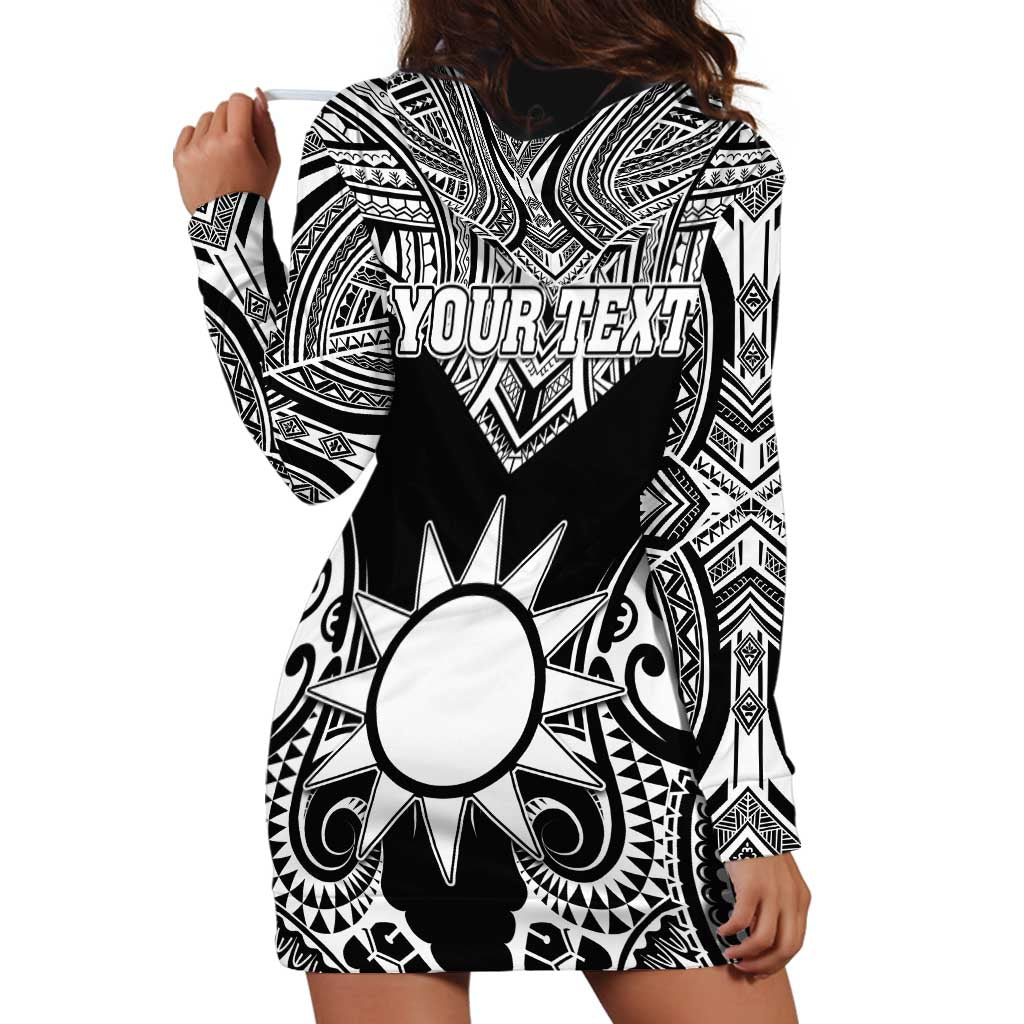 Personalised Taiwan Hoodie Dress Austronesian Tribal Tattoo Black - Polynesian Pride
