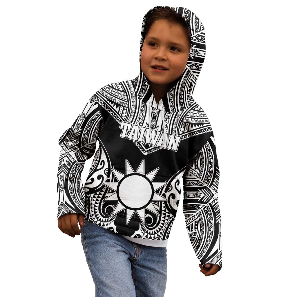 Personalised Taiwan Kid Hoodie Austronesian Tribal Tattoo Black - Polynesian Pride