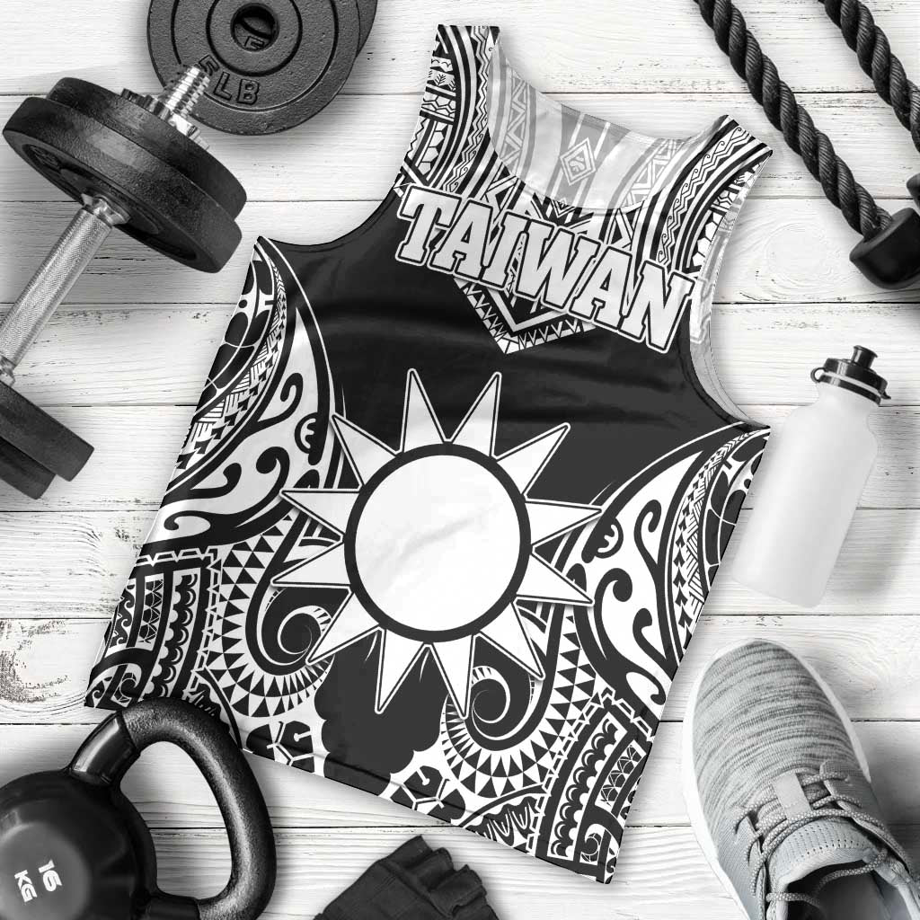 Personalised Taiwan Men Tank Top Austronesian Tribal Tattoo Black - Polynesian Pride
