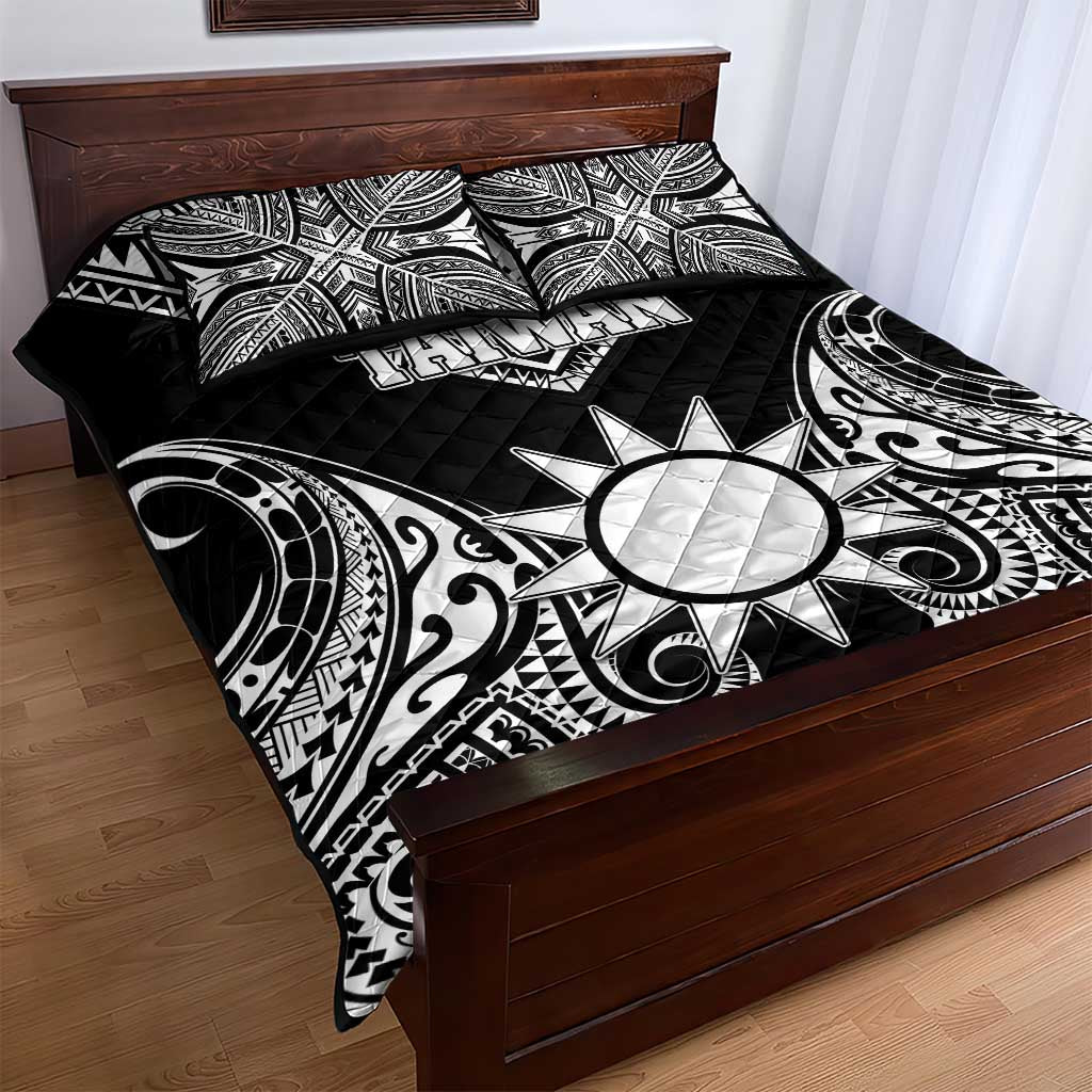Taiwan Quilt Bed Set Austronesian Tribal Tattoo Black - Polynesian Pride