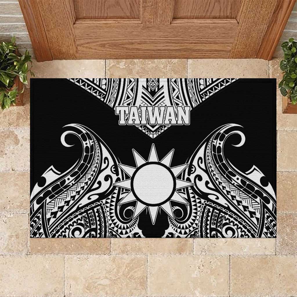 Taiwan Rubber Doormat Austronesian Tribal Tattoo Black - Polynesian Pride