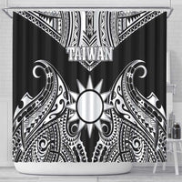 Taiwan Shower Curtain Austronesian Tribal Tattoo Black - Polynesian Pride