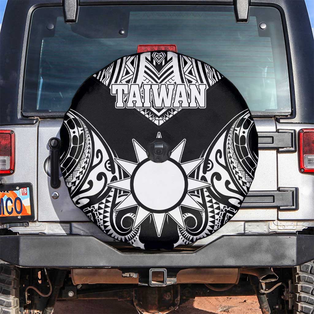 Taiwan Spare Tire Cover Austronesian Tribal Tattoo Black - Polynesian Pride