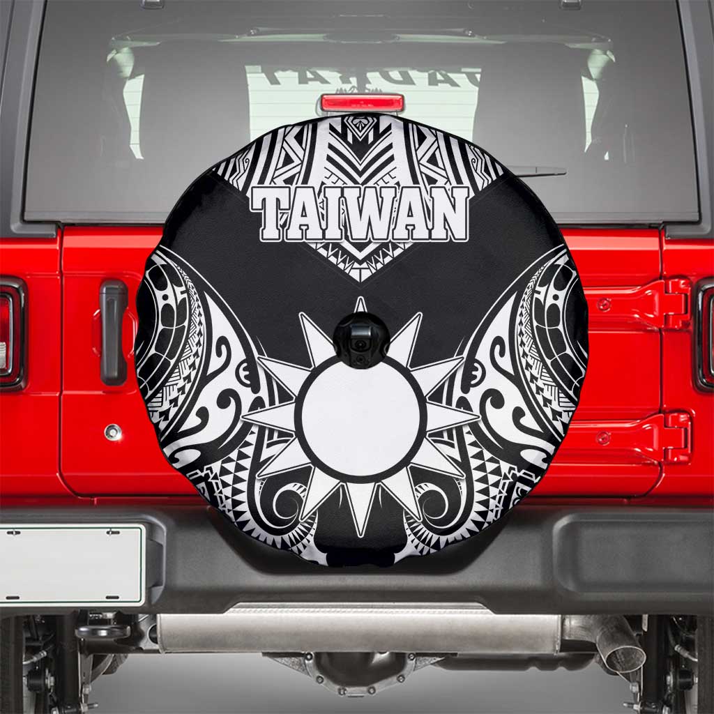 Taiwan Spare Tire Cover Austronesian Tribal Tattoo Black - Polynesian Pride