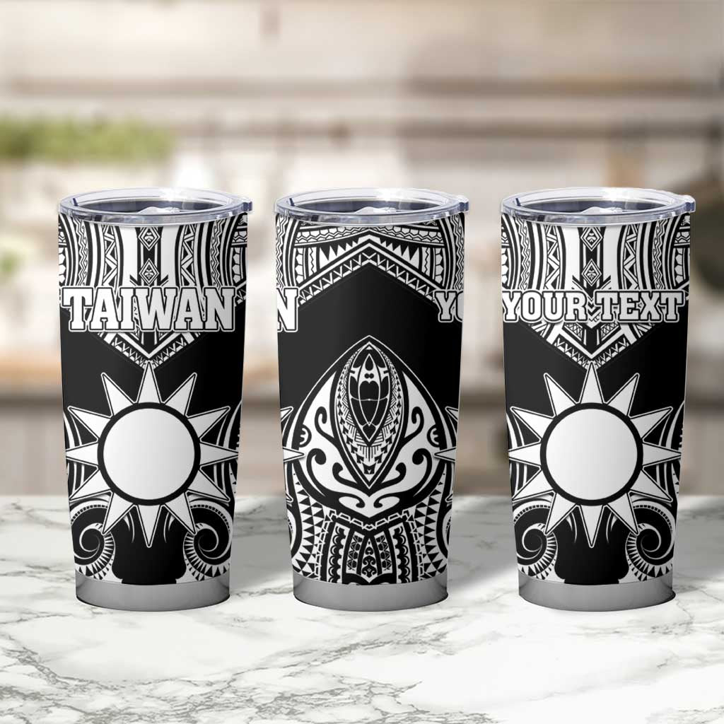 Personalised Taiwan Tumbler Cup Austronesian Tribal Tattoo Black - Polynesian Pride