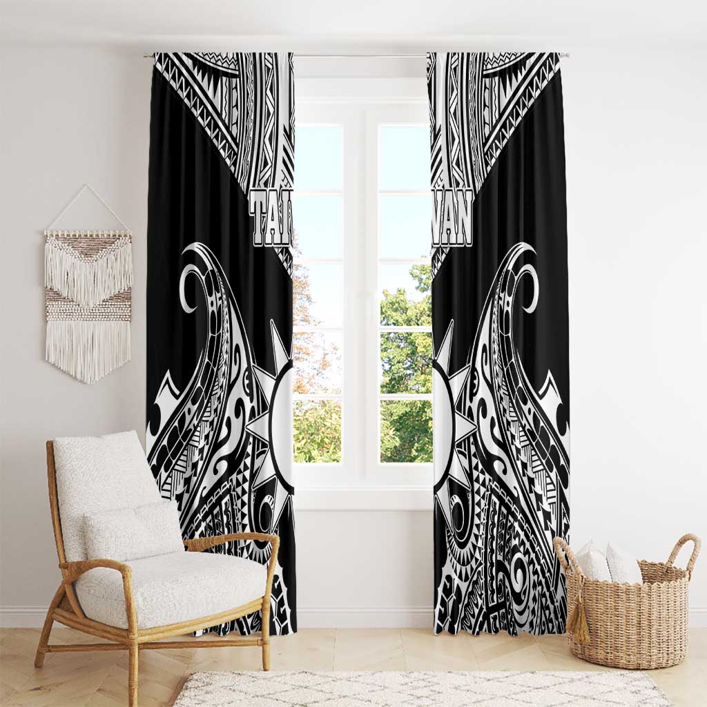 Taiwan Window Curtain Austronesian Tribal Tattoo Black - Polynesian Pride