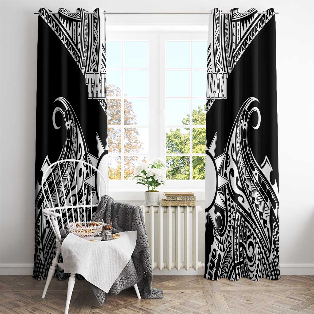 Taiwan Window Curtain Austronesian Tribal Tattoo Black - Polynesian Pride